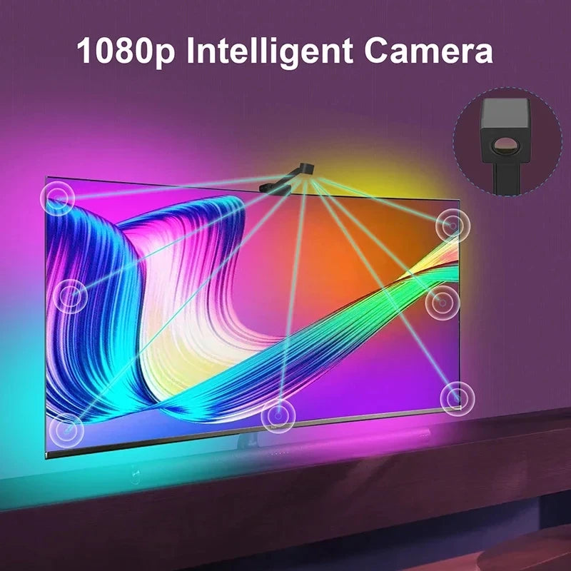 ruban led multicolore moderne clips télécommande adaptateur usb led tv ambilightRGBOptimal