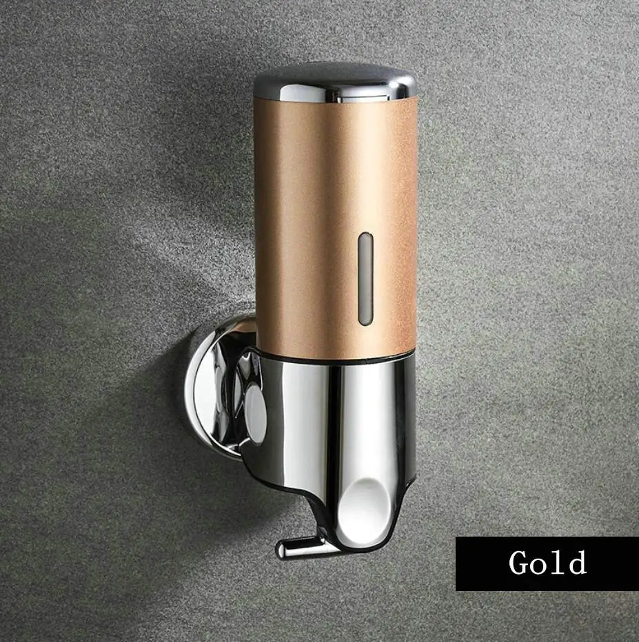 distributeur savon liquide argenté moderne poignée capuchon minimaliste chambre bain