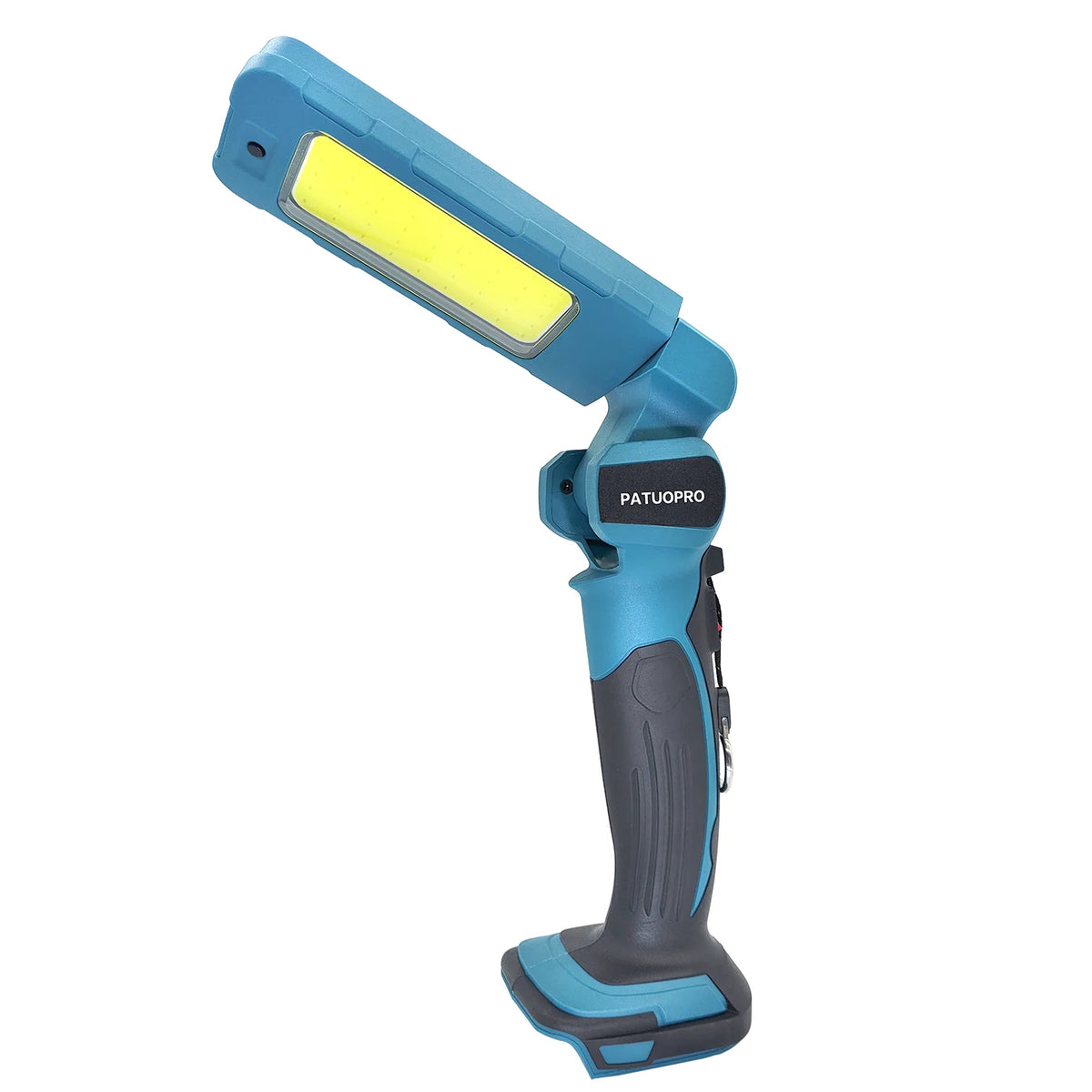 lampe travail led rechargeable batterie ion lithium poignée bleu turquoise gris professionnel rotatif 180