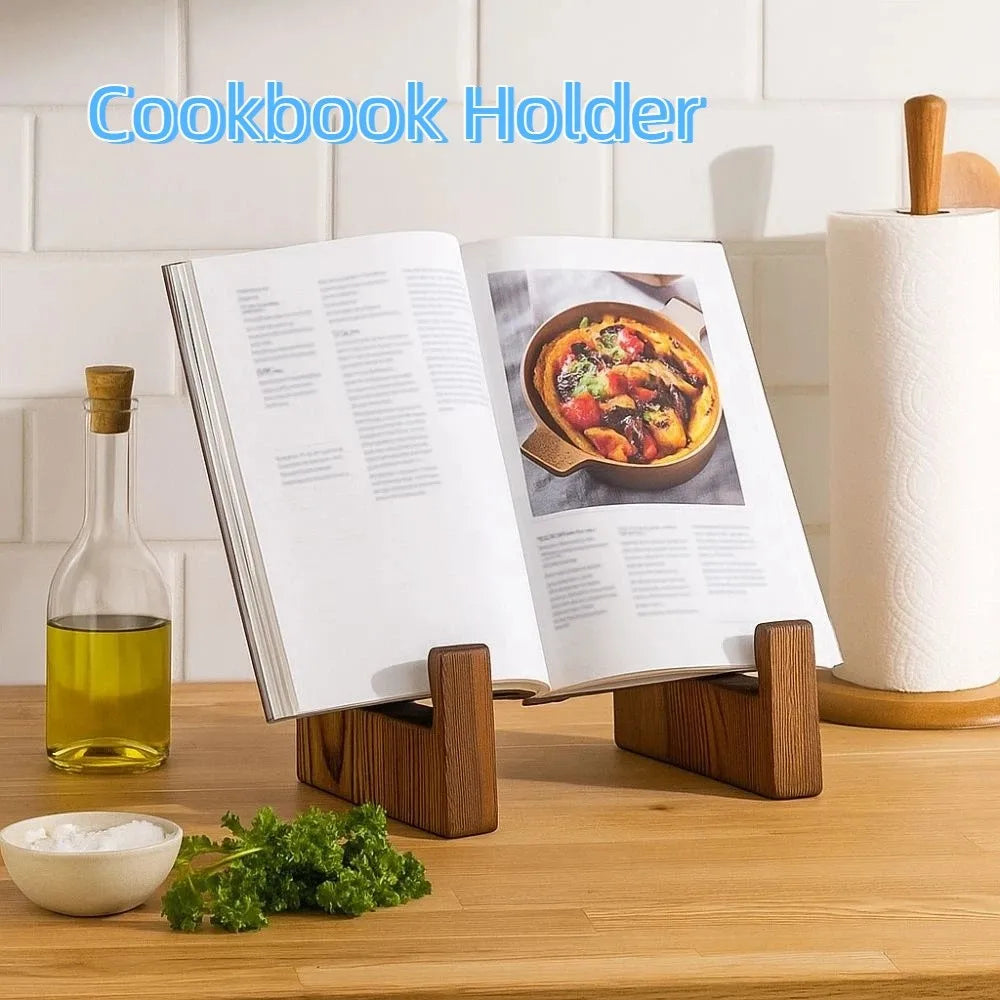 support livre bois marron cuisine cadre photo horloge rouleau essuie tout vintage déco multifonctionnel