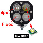 feux travail led jaune blanc noir moderne robuste 40w ip68 cable vis fixation