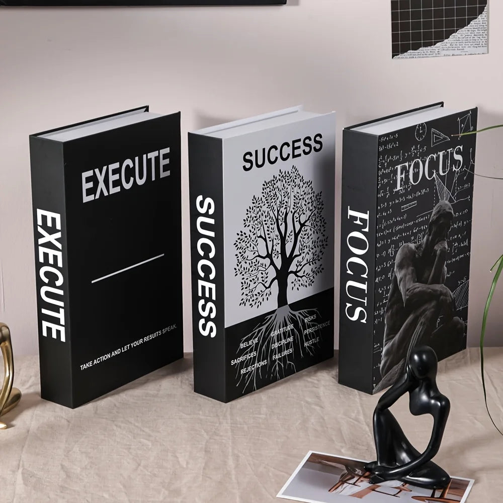 décorations livre décoratif noir blanc arbre formules mathématiques minimaliste modernes exécute success focus