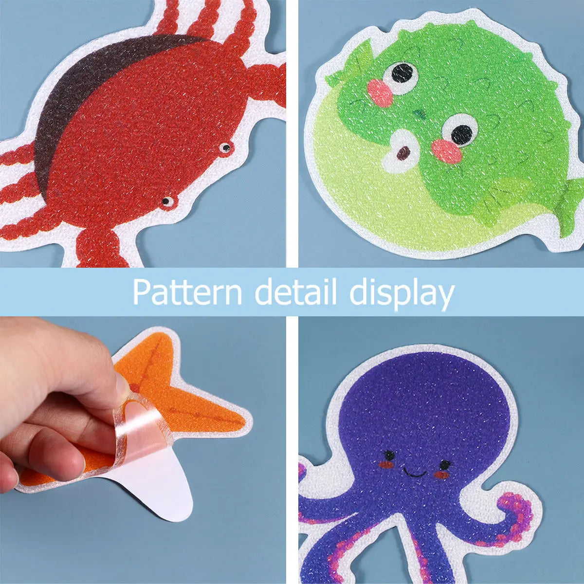 autocollants antidérapants animaux marins poissons crustacés méduse baleine stickers bain salle bain enfants pailletés