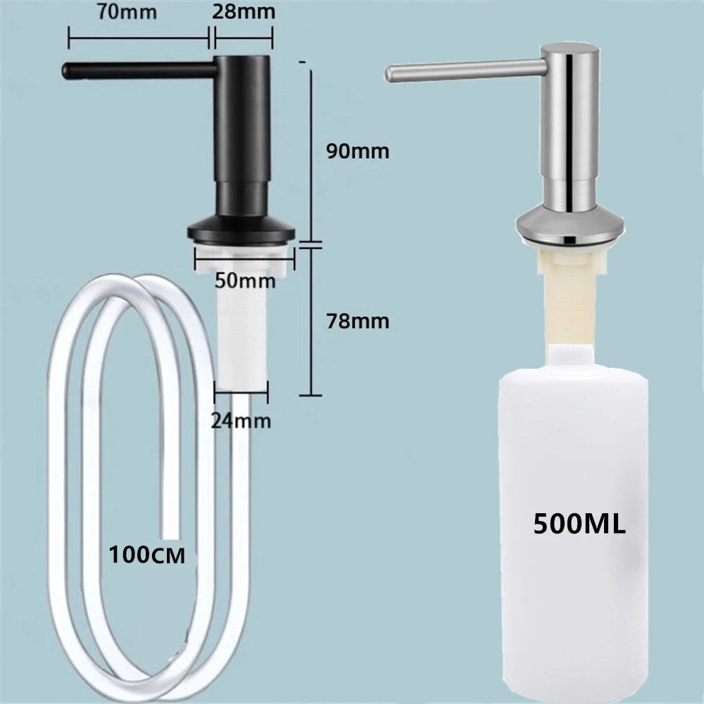 distributeur savon liquide argenté finition brossée moderne minimaliste bouteille 500ml opacité fixations accessoire salle