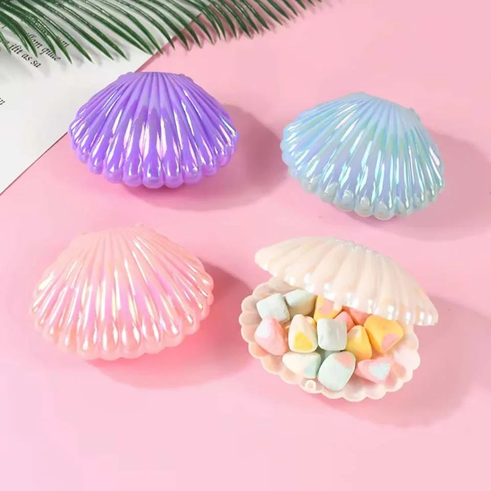 coquillages colorés plastique rose blanc violet rayures verticales modernes boîtes bonbons 10 pièces festives