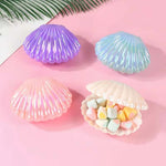 coquillages colorés plastique rose blanc violet rayures verticales modernes boîtes bonbons 10 pièces festives