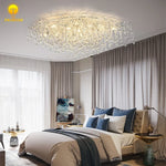 plafonnier led moderne cristaux transparents argentés élégants éclairage intérieur nordique suspension