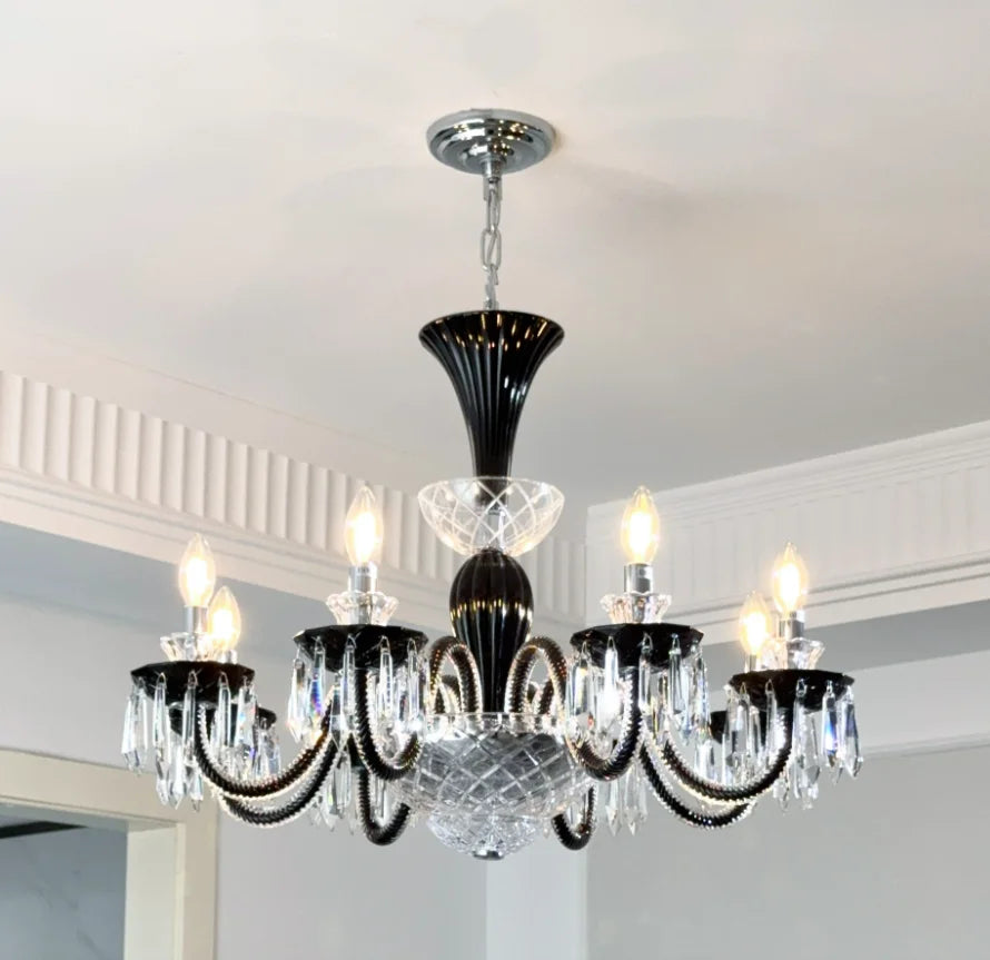 lustre cristal blanc noir baroque salon chambre encastrée LED classique