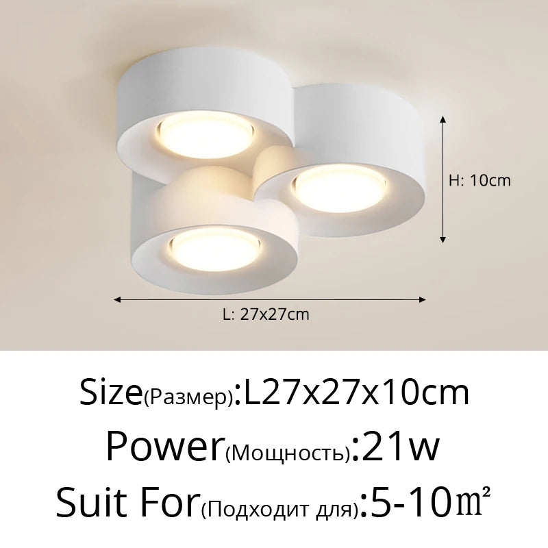 Spot moderne led blanc adhésif base fixation diffuseur rond lisse
