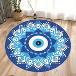 tapis moderne bleu mandala oeil turc adhésif 40x40cm 80x80cm 120x120cm salon chambre decoration