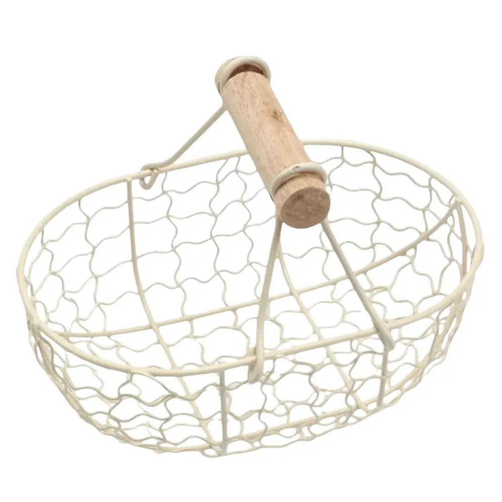 Corbeille à fruits avec poignée en bois