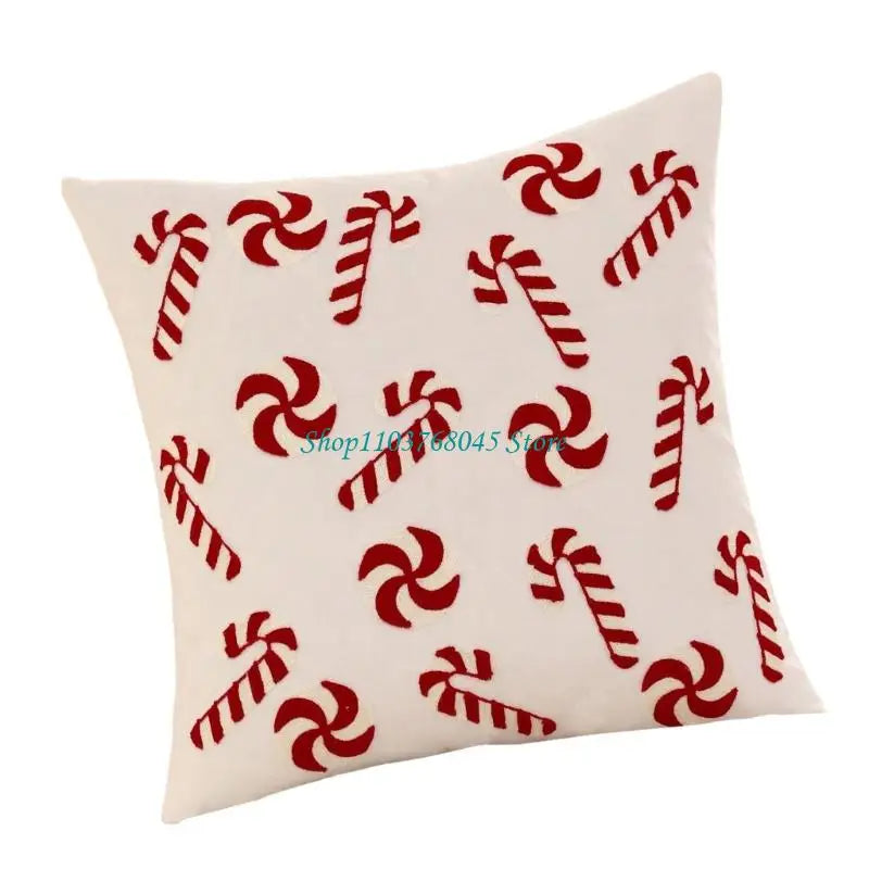 taies d'oreiller patchwork noël motifs neige pailletés cannes sucre rouge blanc vert doré festive