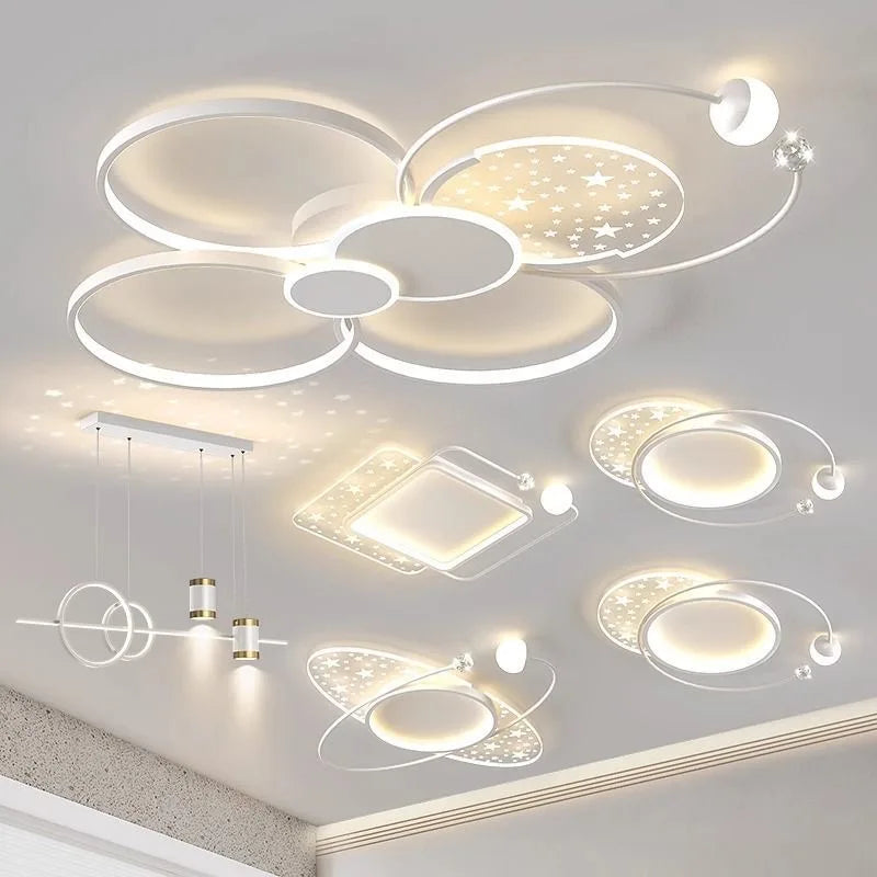 plafonnier led or moderne circulaire points lumineux blanc noir chambre salon