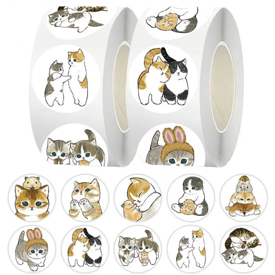 autocollants animaux chatons lapins multicolores illustration adhésifs emballage 500 pièces