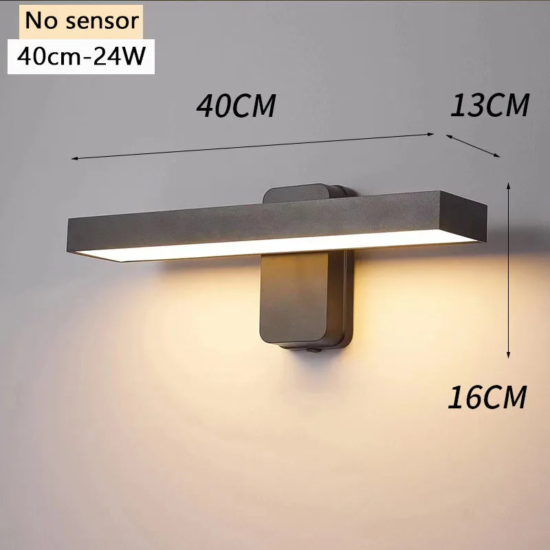 lumière murale led moderne 30cm marron foncé interrupteur tactile sensoriale ip65 étanche