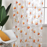 rideau moderne fleurs transparent blanc jaune orange tulle polyester fenêtre extérieureôtel