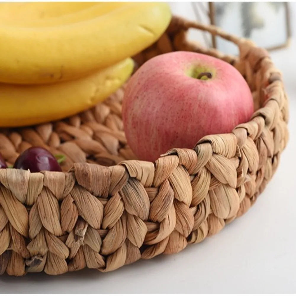 corbeille tissage feuilles naturel rustique panier rangement bois fruitier reutilisable diverse taille