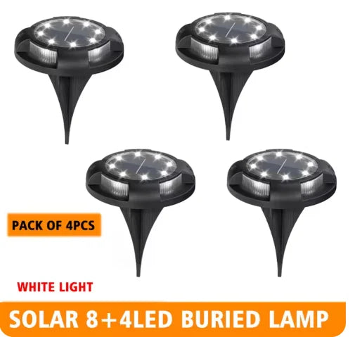 lampe solaire led extérieure moderne noire cercle diodes 12 led ip65 rechargeable solaire