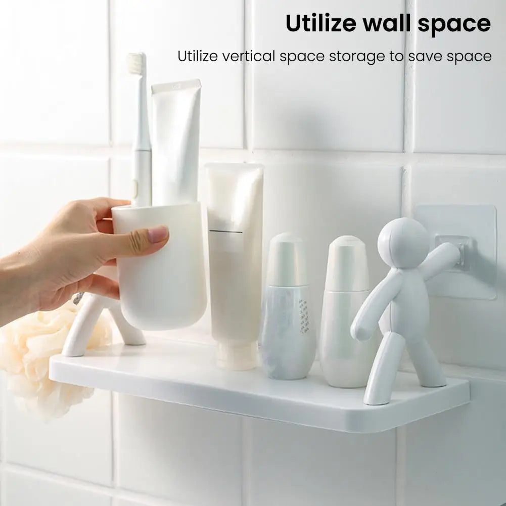support mural blanc minimaliste figurines personnes rangement cuisine toilette adhésif respectueux environnement unique