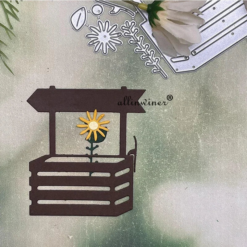 découpe métal fleur bois panneau indicateur scrapbooking rustique éléments feuilles branches loisirs créatifs