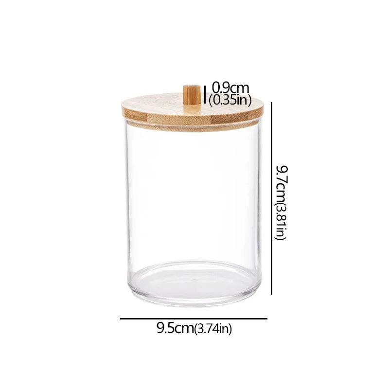 boîtes rangement cosmétiques réutilisables transparentes couvercle sphérique moderne minimaliste coton tige disques coton tampons