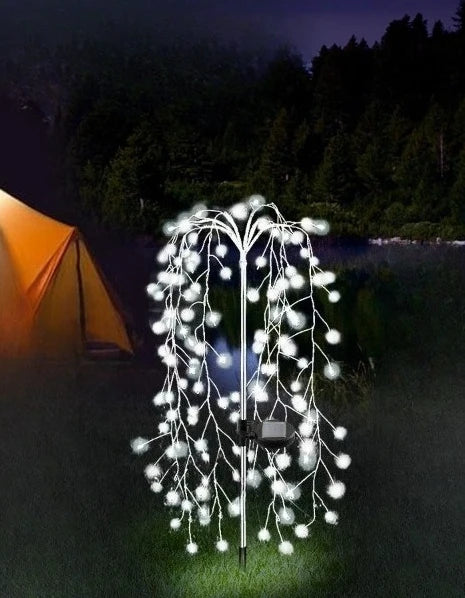 guirlande lumineuse solaire extérieure led multicolore blanc moderne 300 leds piquet métallique filaments fins.branches