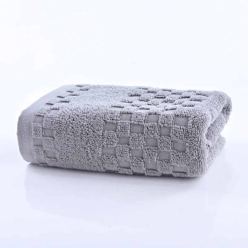 serviette bain coton carreaux gris moderne séchage rapide 70x140cm pliable toilette absorption efficace lavable