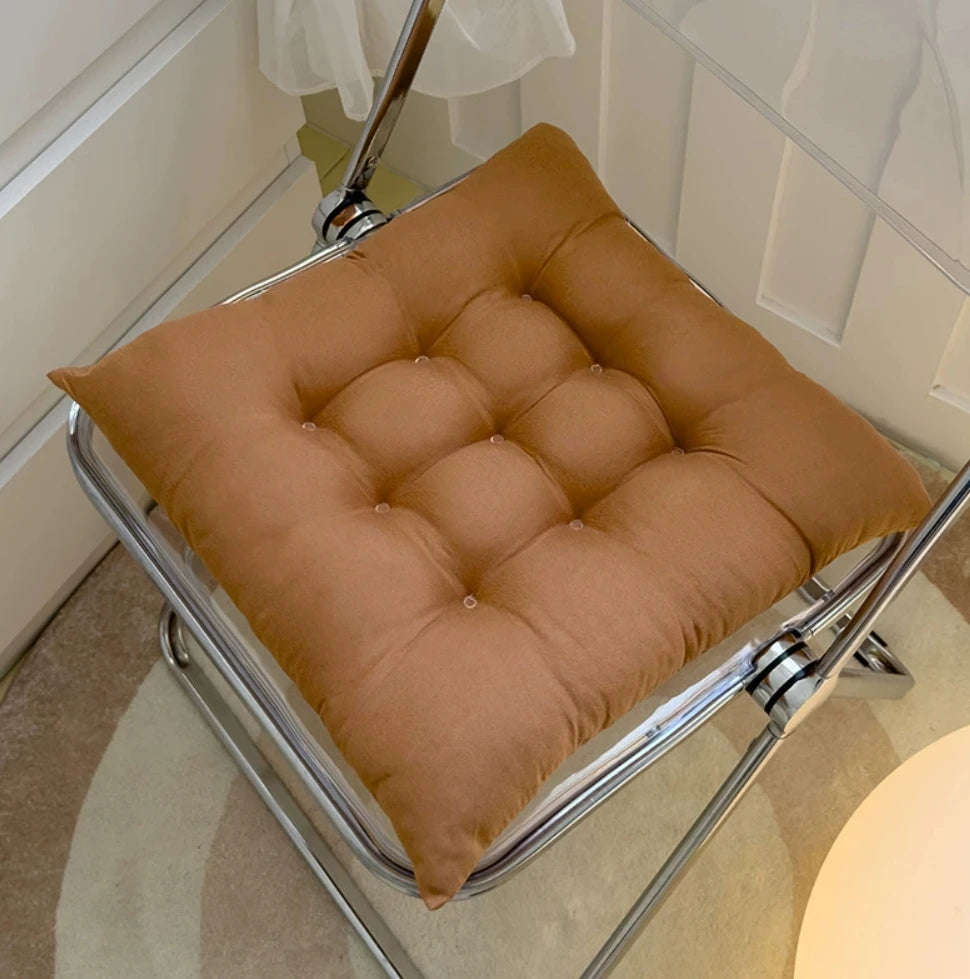 coussin siège carré solide amovible lavable polyester coton moderne confortable couleur marron
