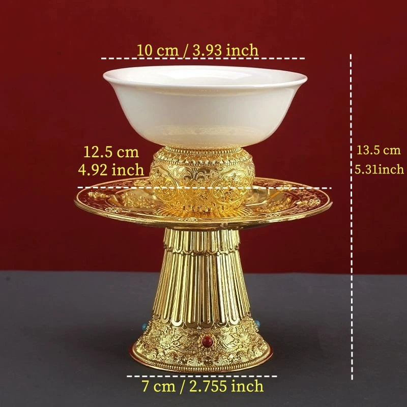 support bol or argenté orné gemmes élégant luxueux traditionnel bol blanc inclusion