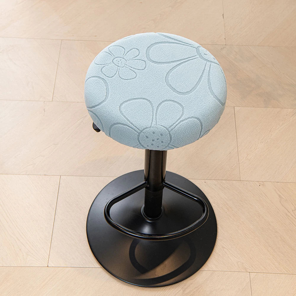 coussin tabouret moderne fleurs imprimées gris bleu clair orange roseclair vertpastel polyester élastique extensible