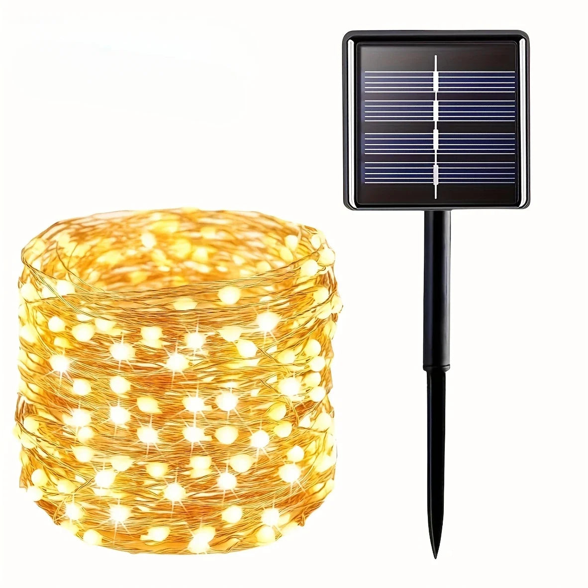 guirlande lumineuse solaire extérieure led décor jardin terrasse étanche jaune doré clips fixations