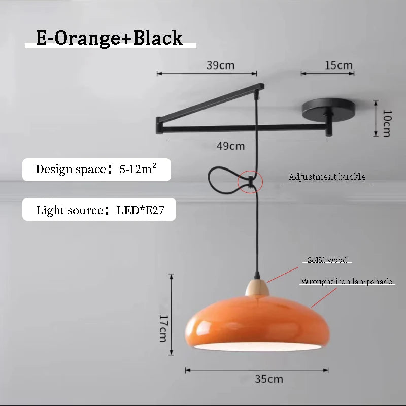 lampe suspendue moderne blanc noir flux lumineux led interrupteur bouton decoration chambre coucher