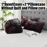 ensemble literie gothique motif squelette noir rouge oreillers housse couette imprimée