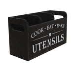 boîte ustensiles cuisine blanc vintage imprimé cook eat bake rustique multifonctionnelle