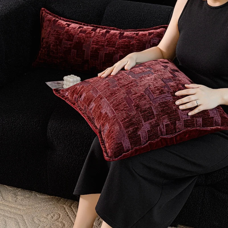 housse coussin polyester géométrique marron clair foncé décoration contemporaine simple maison voiture