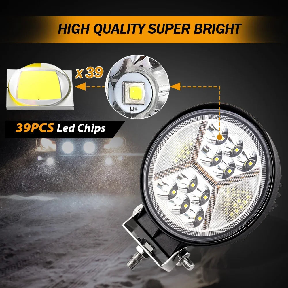 Lampe led travail noire jaune blanche ip68 60deg 117w 930vdc moderne