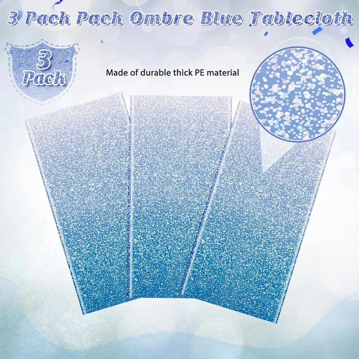 nappes pailletées bleu dégradé fêtes anniversaires mariages noëls lot plastique