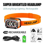 lampe frontale led rechargeable orange sportive bande élastique modes usb câble jaune rouge
