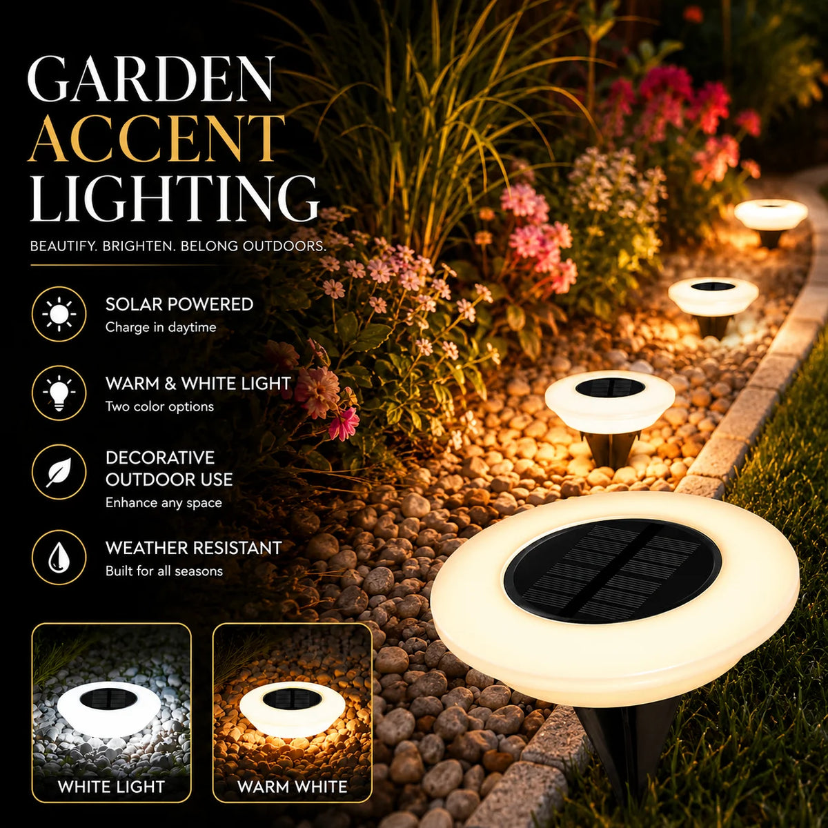lampe solaire led extérieure blanche ip65 moderne autonomie gazon allée jardin camping decoration