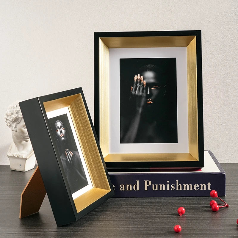cadre photo rectangle résine noir or moderne 20x25cm 25x30cm 10x15cm 12x17cm 15x20cm 21x29cm