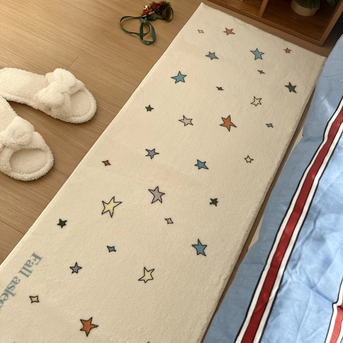 tapis moderne étoiles couleur beige bleu gris orange antidérapant imperméable polyeste chambre enfant décorationintérieur