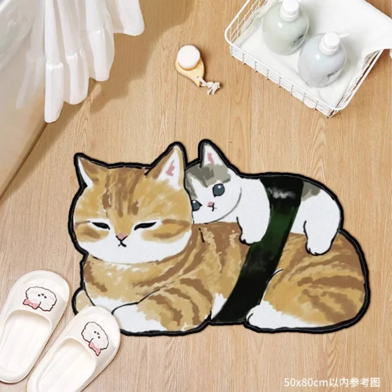 tapis sol antidérapant absorbant dessin animé chats polyestère doux confortableintérieurextérieur