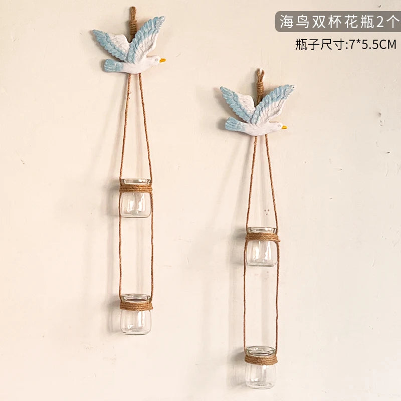 vases suspendus transparents vintage coquillages étoiles rustiques éléments naturels