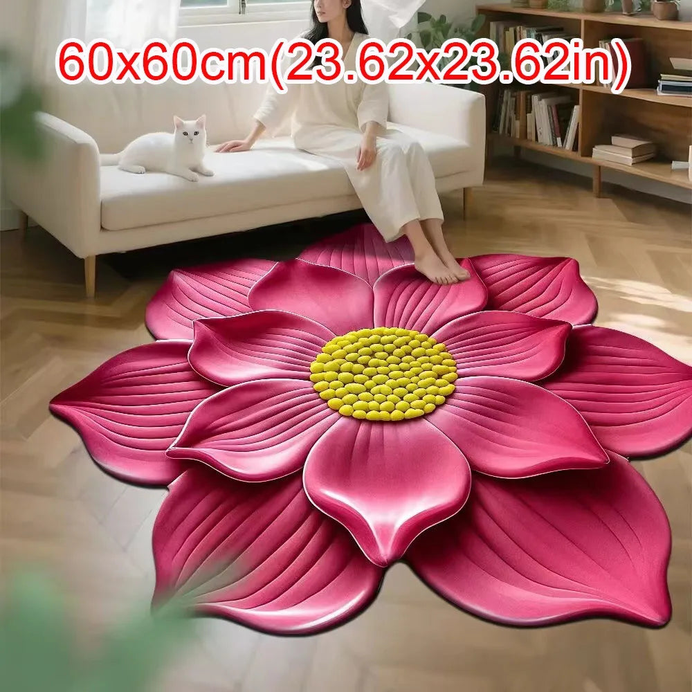 tapis fleur tournesol jaune vert moderne 60x60cm polyester antidérapant salon chambre