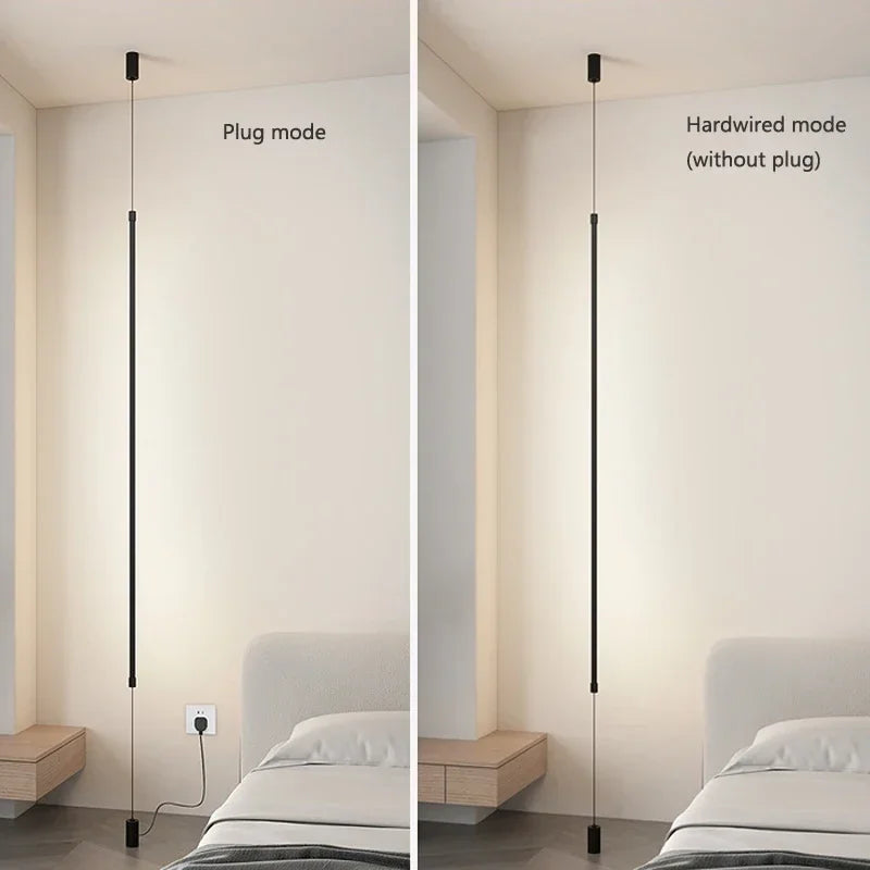 lampe poser moderne noire lisse salon chambre câble prise électrique