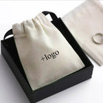 sac bijoux toile coton fleuri ruban noir beige clair minimaliste réutilisable personnalisable logo imprimé
