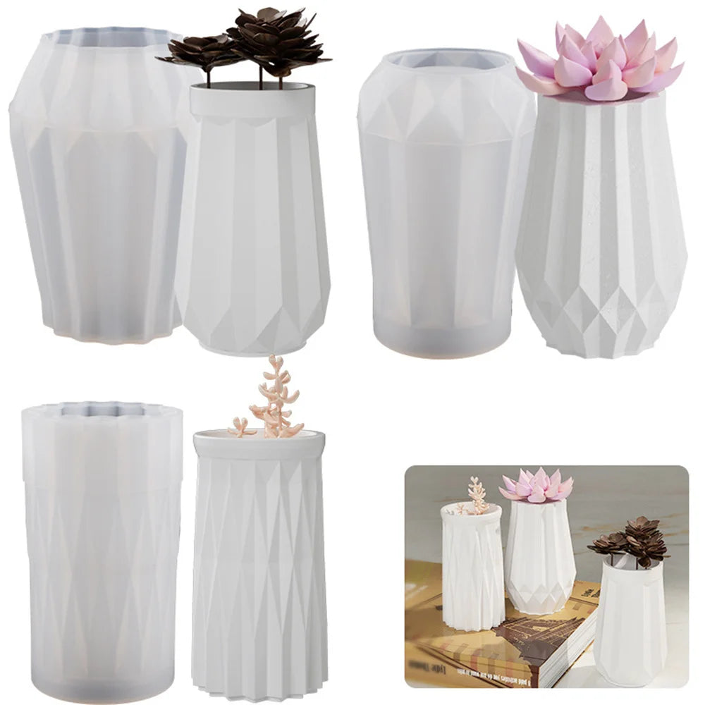 moule silicone géométrique moderne vase blanc minimaliste 100ml 250ml 500ml 50ml