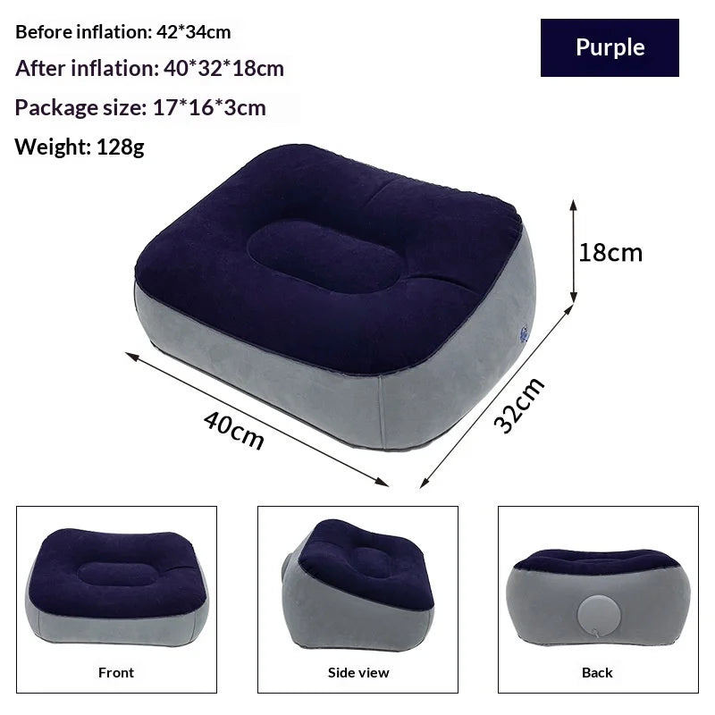 coussin gonflable pvc gris violet velours moderne massage relaxation voyage