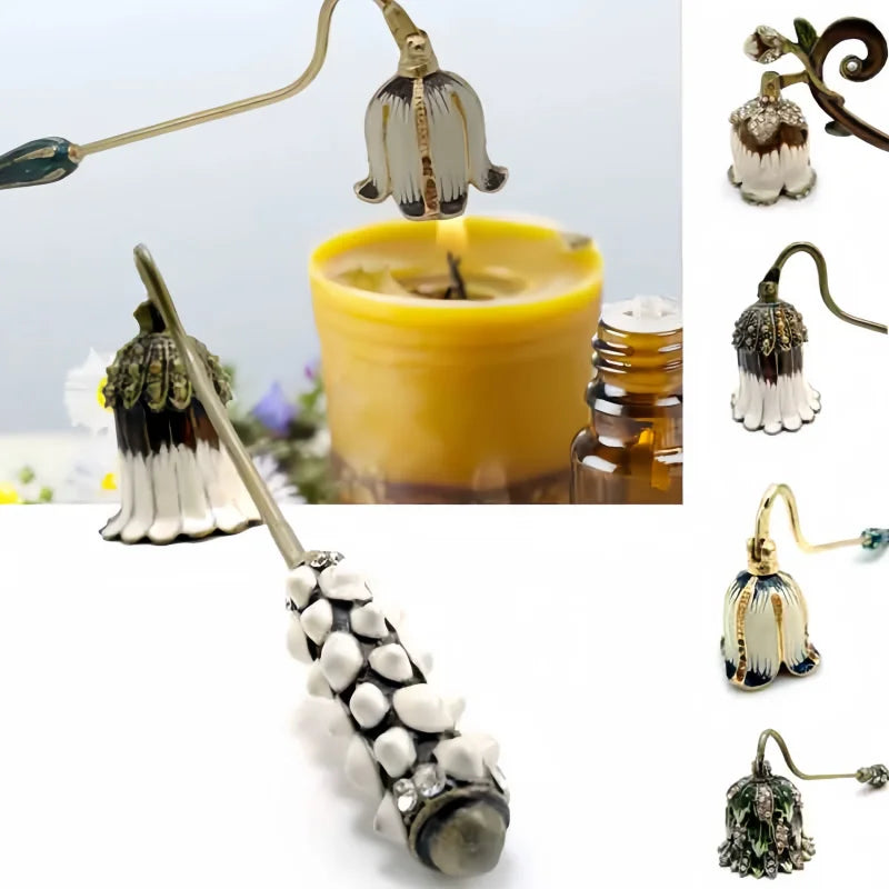 extingueur bougie longue poignée métal fleur stylisée élégant décoration maison cadeau événement