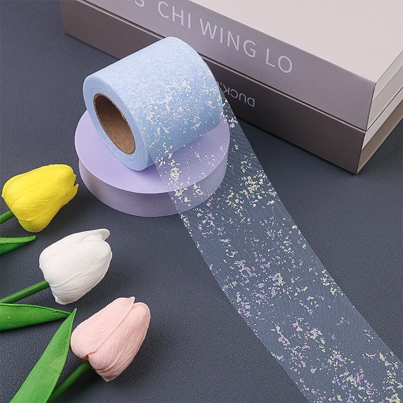 ruban pailleté moderne élégant adhésif rose violet vert beige bleuclair polyester 25yards